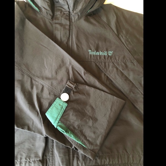 Men’s Timberland Windbreaker Raincoat Black Size L - Picture 5 of 8